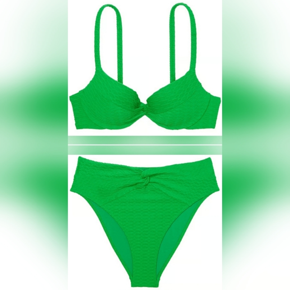 36DD/M VS Swim Removable PushUp Bikini Top Twist HighWaist Cheeky Bikini Set